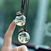 Car Perfume Bottle Flower Empty Round Cube Glass Car Hanging Bottles Essential Oils Diffusers Perfume Pendant Ornament Fragrance Air Fresher
