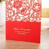 Laser corte convites de casamento bolsos folha gravando cartões de convite com flores borboleta convites de casamento com envelopes bw-i0059r