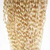 Clip per capelli mongoli afro crespi con tessuto Remy nelle estensioni dei capelli umani 100g Clip Ins Capelli indiani vergini Set testa completa Clip On 107826826