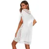 Kobiety Stroje kąpielowe Bikini Swimsuit Cover Up Beach Loose Dress Summer V Neck Party Dresses Hollow Out