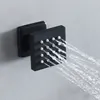 Banyo Siyah Duş Bataryası Seti Termostatik Duş Banyo Mikser Vana Lüks Tavan LED Büyük Yağmur Şelale Duş Başlığı Sistemi 600 * 800mm