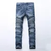 Erkekler Sıkıntılı Ripped Skinny Jeans Moda Tasarımcısı Erkek Jeans İnce Motosiklet Moto Biker Erkek Denim Pantolon Hip Hop Erkekler Jeans