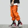 Favocent 2020 jesień męskie kieszenie boczne spodnie harem cargo hip hop casual męskie joggers moda streetwear czarne spodnie pomarańczowe