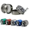 Wholesale Colorful Grinder Herb Grinders 4 Layer Zinc Alloy Handle Crusher 55mm Diameter Herb Grinders Smoking Accessories For Tobacco Crush