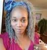 회색 머리 조각 회색 곱슬 인간의 머리 포니 테일 아프리카 계 미국인 클립이 흑인 여성을위한 조랑말 꼬리를 졸라 매는 끈 은색 120g 140g