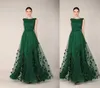 Abiti da ballo verde scuro Elegante abito da sera formale Bateau Neck 3D Fiori 3D Tulle Perline Lunghezza del pavimento Abito da sera Celebrity