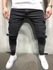 Songsanding Mens Black Denim Slim Fit Jeans Masculino Skinny Lápis Calça Casual Cargo Calças com Bolsos Alças S-4XL249o