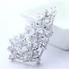 Fashion Jewelry Crystal Brooches White-Gold Color Clear CZ Stone Charm Big Brooches for Women Bridal Wedding Gifts New Arrival LUOTEEMI
