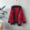 2020 Fall Kvinnor Strikkad Cardigan Pocket Långärmad Beige Varm Tjockad Plaid Coat Märke Designer Oversized Coats Winter My863