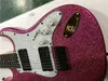 Real Ebony Fingerboard Brighte Pink Body 7 Stränger Elektrisk gitarr med mahogny Body, kan anpassas