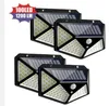 4 sztuk 100led Solar Light Outdoor Wodoodporna 4-stronna lampa zasilana Słoneczna 120 stopni PIR Czujnik ruchu Światła ogrodowa Yard Solar Lampa