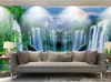 3d wallpapers beautiful scenery wallpapers Landscape waterfall bamboo lotus landscape painting nature landscape background wall