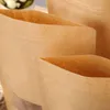 Voedingsvochtbestendige tassen Kraftpapier ZIP-stand-up herbruikbare afdichtingszakken met transparant venster en traan notch 100 stks veel