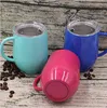 Egg Cups Wine Glasses Vacuum Insulated Mugs Stainless Steel Cup with lid Handle Handgrip Coffee Tumbler Travel Car Cup 12oz TLZYQ1421
