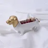 [DDisplay] Résine Basset Hound Chien Bijoux Présentoir Belles Anneaux Blancs Debout Vitrine Glamour Filles Boucle D'oreille Goujons Présentoir