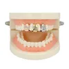 18k gouden enkele diamanten tanden grillz punk hiphop tandheelkundige mond fang beugel beugels nep grills tand cap cosplay feest rapper body4363117