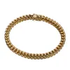 Guldfärg Rostfritt stål Miami Curb Cuban Link Chain Armband Bangle 711 tum Anpassad längd för män 81012141618mm5198378