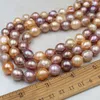 Wholesale 10-12mm Colorful Baroque Pearl Necklace Natural Freshwater Pearl Loose Pearl Strand Nucleated Pearls Necklace Strand