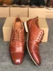 New Oxford Dress Shoes of Mens Brandt Leather Cap Toe Genuine Leather Designer Trainer Party Wedding shoes good Quality