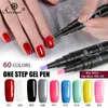 12PCSLOT 3 In 1 Gel Nail Varnish Pen Glitter One Step Nail Art Gel Polish Hybrid 60 Colors UV Gel Lacquer6155518