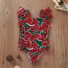 أطفال الأناناس مطبوعة ملابس السباحة طفلة البطيخ من قطعة واحدة ملابس بنات صيف شاطئ الدعاوى الكشكشة الاستحمام 1-4Y