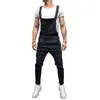 Hot Salemens Ripped Jeans JumpsuitsStreet Distressed Denim Bib Overaller för Man Suspender Byxor Storlek S-XXXL