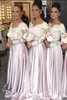 Illusion Långärmade Tjejer Bridesmaid Klänningar 2019 Sweetheart Draped Plus Size Wedding Guest Dress Maid of Honor Prom Party Evening Gowns