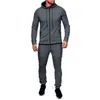 Zogaa 2 peças conjuntos de tracksuit homens nova marca outono inverno moletom moletom + cordão calças macho listra pura cor hoodies