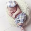 3 pçs / set Bebê Recém-nascido Fotografia Adereços Foto Bebê Suspender Calças Cavalheiro Chapéu Chapéu de Cowboy Infantil Photoshoot Outfits