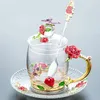 Beautiful Enamel Water Cup, Glass, Household Set, Flower Tea, Crystal Coffee Cup, Beer Cup, Bring a Wedding Gift 320/350ML Y200106