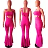 HAOYUAN Neon Green Rose Two Piece Set Summer Clothes for Women Crop Top and Flare Pant 2 Piece Matching Sets Sexy Club Outfits