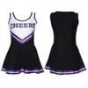 Women's Cheerleader Dress With Pom Poms School Girls Musical Party Halloween Cheer Leader Costume Fancy Dress Sports Uniform