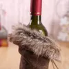 Coperchio del vino scozzese con vestiti per bottiglie di Natale con fiocco con coperchio per bottiglia di vino lanuginoso per la decorazione natalizia del festival del partito DHL HH9-2481