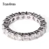 Transgems Classic 14K 585 White Gold 4mm f Color Moissanite Eternity Wedding Band for Women Gift Empilable Eternity Band Y190612034637903