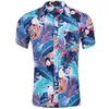 Goedkoop prijs zomer Hawaiiaanse strand stijl 3d grafische palm kokosnoot boom bloemen mannen print casual shirts aloha vakantie strand top shirts 5 stks / partij