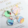 Animal Universe Round Enamel Alloy Gold Plated Color Print Charms Pendants for Handmade Diy Earrings Necklace Key Chain Jewelry Accessories