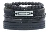 Men's Bracelet 100% genuine leather bracelet cross Beading Hemp rope simple and easy adjustable bracelet 4 styles 1 set