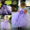 Tenue de princesse personnalisée robe mignonne petite robe de fille de fleur cheville longueur faite à la main fleurs arcs enfants robe d'anniversaire de bal