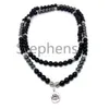 MG0659 Bracelet Mala en Onyx noir 108 de qualité A, 4 enveloppes en hématite, perles de Yoga Mala pour femmes, pierres précieuses naturelles, Bracelet à breloques Lotus