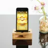 2023 Natural Bamboo Wood Steg Holder Waterproof Stand Telefonhögtalare Desktop Mobiltelefoner Högtalare