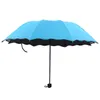 Creative Travel Umbrellas Blossom In Water Colorful Three Folded Arched All Weather Umbrella With Coating Gifts