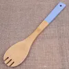 5 couleurs bambou cuillère spatule portable en bois antiadhésif pelle soupe cuillère cuisine cuisine fendue spatule support de mélange pelles BH2298 ZX