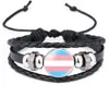 LGBT gay pride lederen armband voor vrouwen mannen regenboog glazen cabochon charme gevlochten touw wrap bangle polsband mode sieraden cadeau