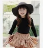 Dhl automne hiver chaude enfants garçons filles vintage vintage largeur tasse de rondage en laine douce en feutre bowknot melon floppy enfants hat de soleil plage by Air116273439