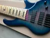 Factory custom 6 Strings Blue and Purple body Electric Bass Guitar with 2 Black Pickups,24 Frets,Black Hardware,offer customized