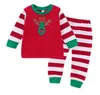 Boże Narodzenie Paski Payamas Kids Designer Odzież Piżamy Xmas Z Długim Rękawem Odzież Zestawy Baby Sleepsuits Sleepwear Homewear Nightwear AYP6281