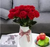 Konstgjorda blommor Silk Roses Real Touch Bridal Wedding Bouquet för Home Garden Party Floral Decor