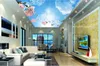 Personalizado papel de parede Photo Zenith teto Nuvem flor de pêssego pombo Personalidade Extensão Mural Wallpaper Pintura