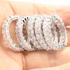 Wholesale- Fashion Jewelry reale 925 Sterlingsilber-Prinzessin White Topaz CZ Diamant Eternity Frauen Hochzeits-Verpflichtungs-Band-Ring-Geschenk