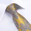 Schnelles Verschiffen Krawatten Herren 100% Seide Designer Mode Gelb Weiß Paisley Krawatte Hanky ​​Manschettenknöpfe Sets für Herren Formale Hochzeit Bräutigam N-1730